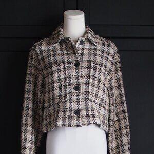 Zara | Textured Plaid/Checkered Overshirt Jacket